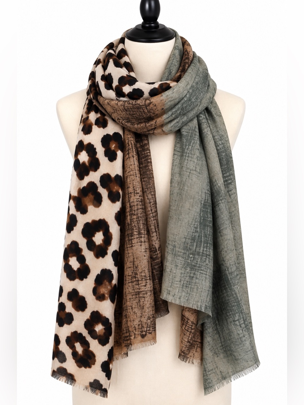 Leopard Brown & Textured scarf also with a touch of Brown and Green